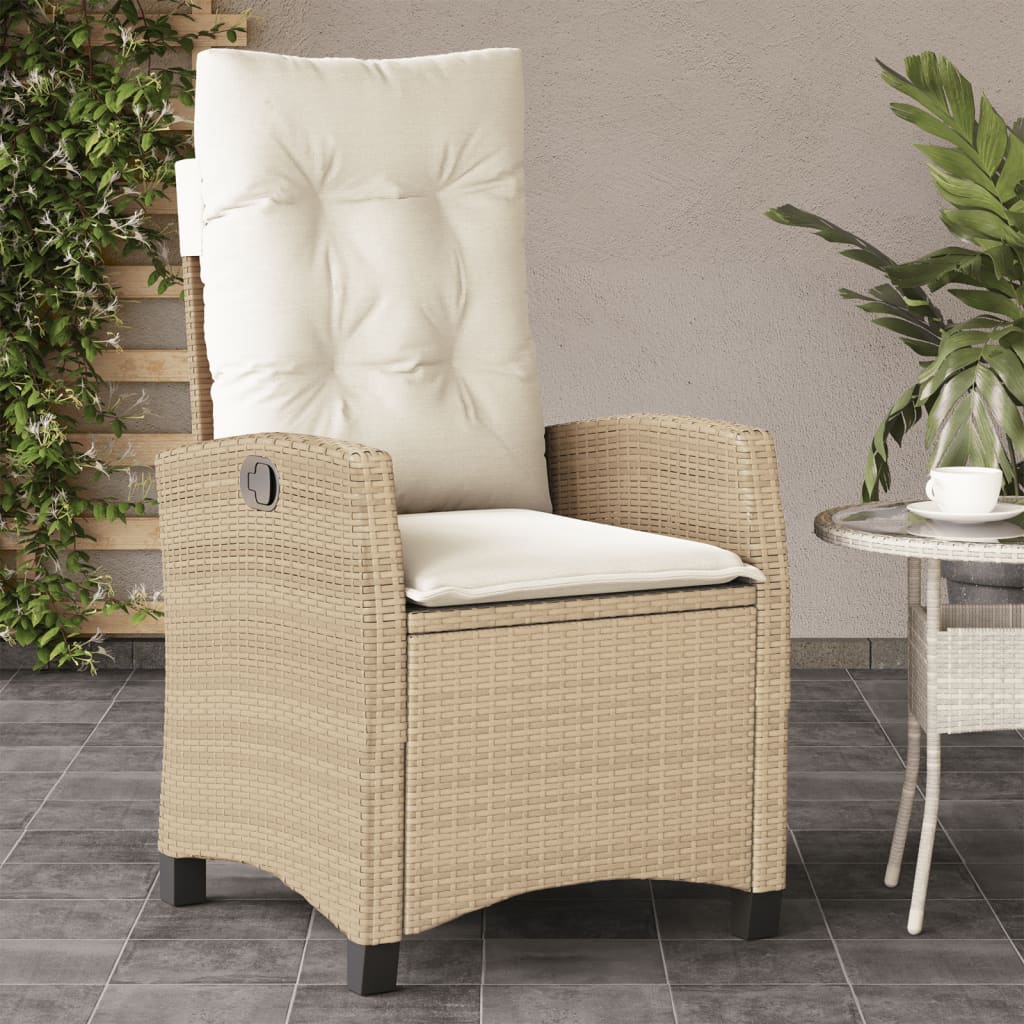 vidaXL Tuinstoel verstelbaar met kussens poly rattan zwart