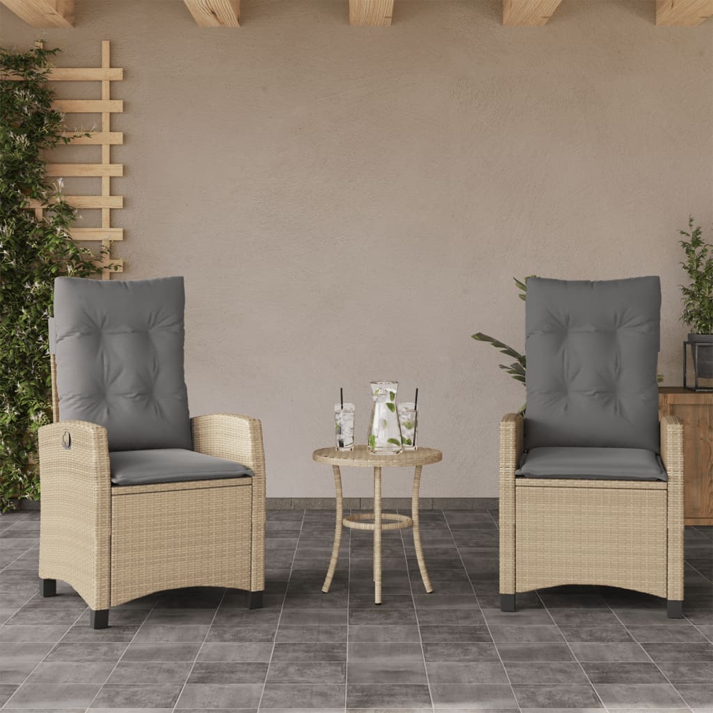 vidaXL Tuinstoel verstelbaar met kussens poly rattan zwart