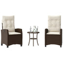 vidaXL 3-delige Bistroset met kussens poly rattan zwart
