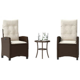 vidaXL 3-delige Bistroset met kussens poly rattan zwart