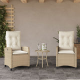 vidaXL 3-delige Bistroset met kussens poly rattan zwart