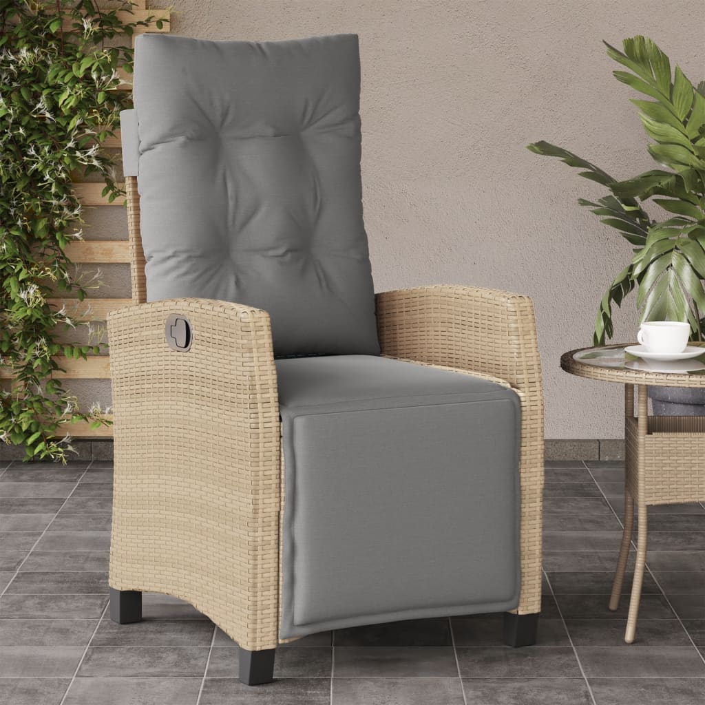 vidaXL Tuinstoel verstelbaar met kussens poly rattan zwart