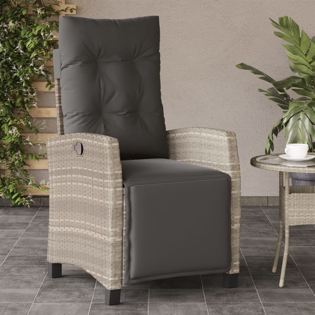 vidaXL Tuinstoel verstelbaar met kussens poly rattan zwart