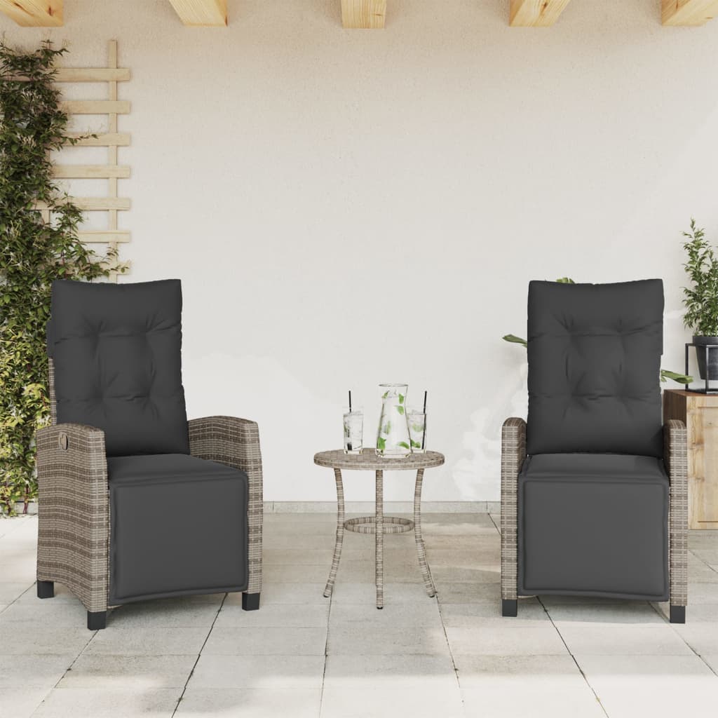 vidaXL Tuinstoel verstelbaar met kussens poly rattan zwart