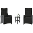 vidaXL 3-delige Bistroset met kussens poly rattan zwart