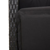 vidaXL 3-delige Bistroset met kussens poly rattan zwart