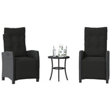 vidaXL 3-delige Bistroset met kussens poly rattan zwart