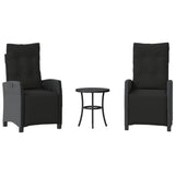 vidaXL 3-delige Bistroset met kussens poly rattan zwart