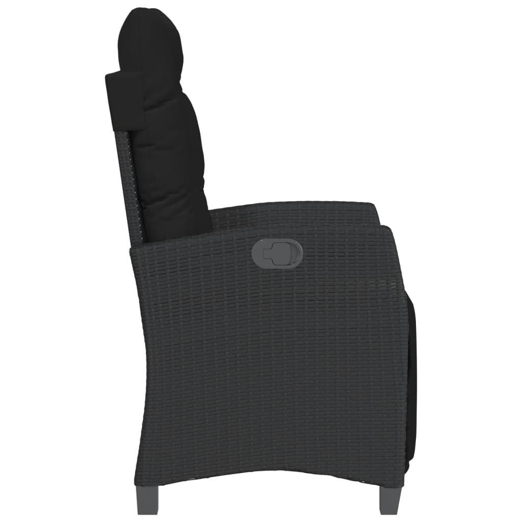 vidaXL 3-delige Bistroset met kussens poly rattan zwart