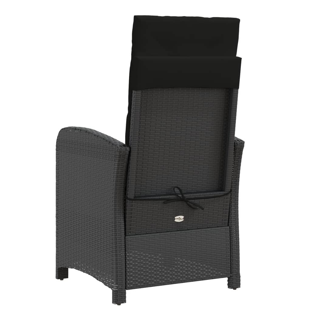 vidaXL 3-delige Bistroset met kussens poly rattan zwart