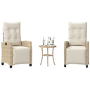 vidaXL 3-delige Bistroset met kussens poly rattan zwart