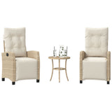 vidaXL 3-delige Bistroset met kussens poly rattan zwart