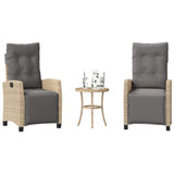 vidaXL 3-delige Bistroset met kussens poly rattan zwart