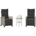 vidaXL 3-delige Bistroset met kussens poly rattan zwart