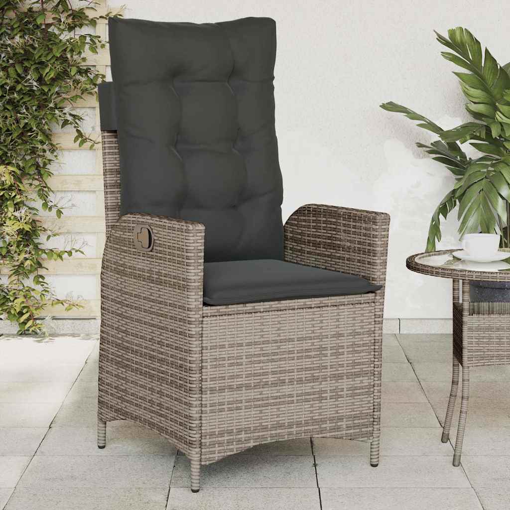 vidaXL Tuinstoel verstelbaar met kussens poly rattan zwart