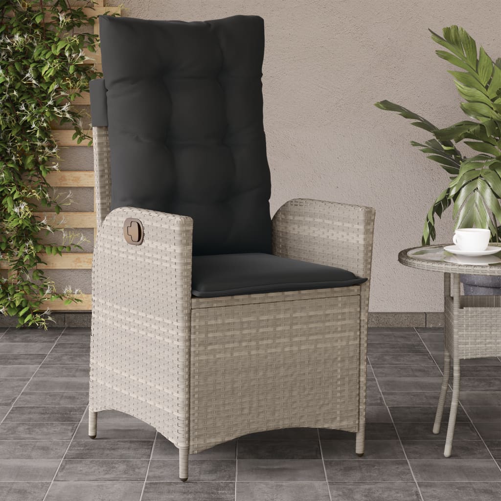 vidaXL Tuinstoel verstelbaar met kussens poly rattan zwart