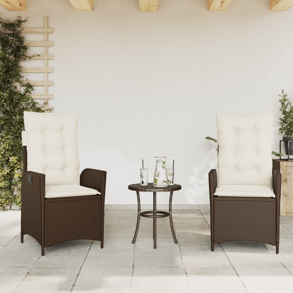 vidaXL Tuinstoel verstelbaar met kussens poly rattan zwart