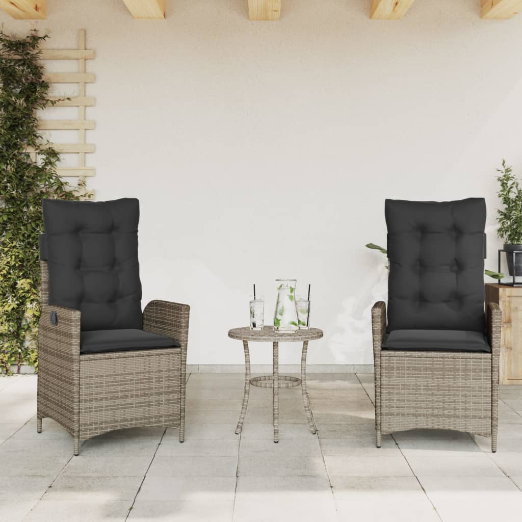vidaXL Tuinstoel verstelbaar met kussens poly rattan zwart