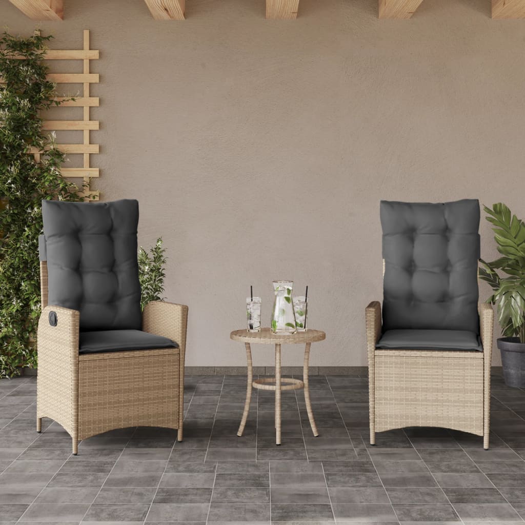 vidaXL Tuinstoel verstelbaar met kussens poly rattan zwart