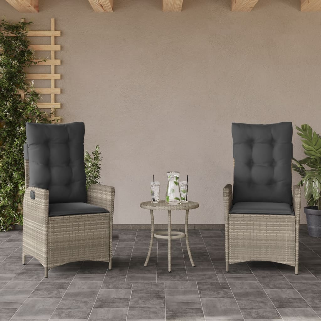 vidaXL Tuinstoel verstelbaar met kussens poly rattan zwart