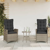 vidaXL 3-delige Bistroset met kussens poly rattan zwart