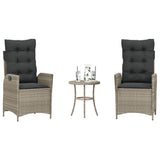 vidaXL 3-delige Bistroset met kussens poly rattan zwart