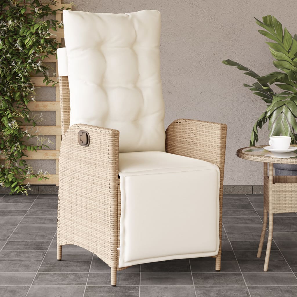 vidaXL Tuinstoel verstelbaar met kussens poly rattan zwart