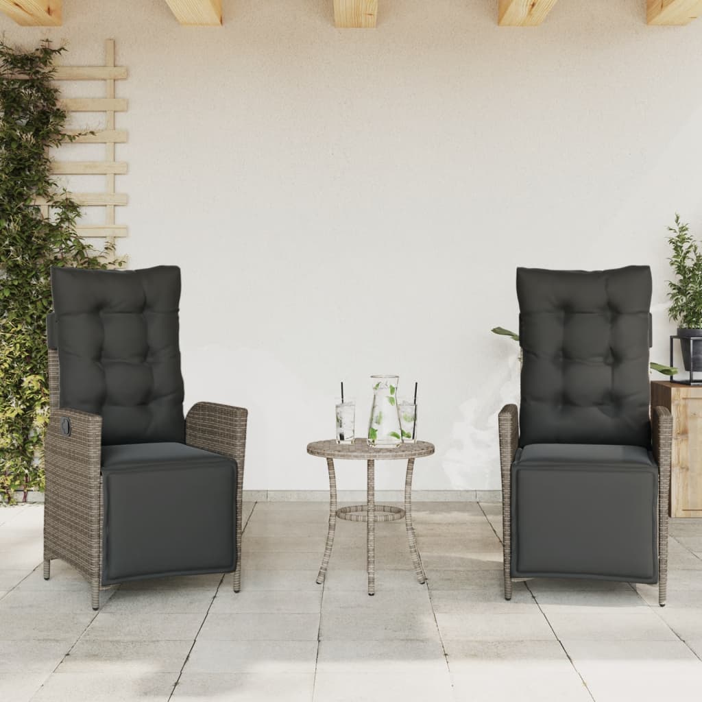 vidaXL Tuinstoel verstelbaar met kussens poly rattan zwart