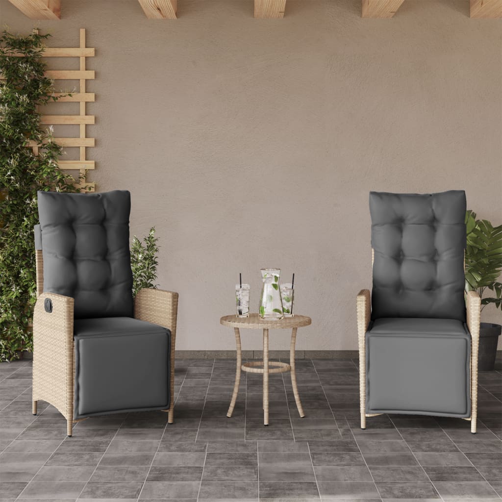 vidaXL Tuinstoel verstelbaar met kussens poly rattan zwart