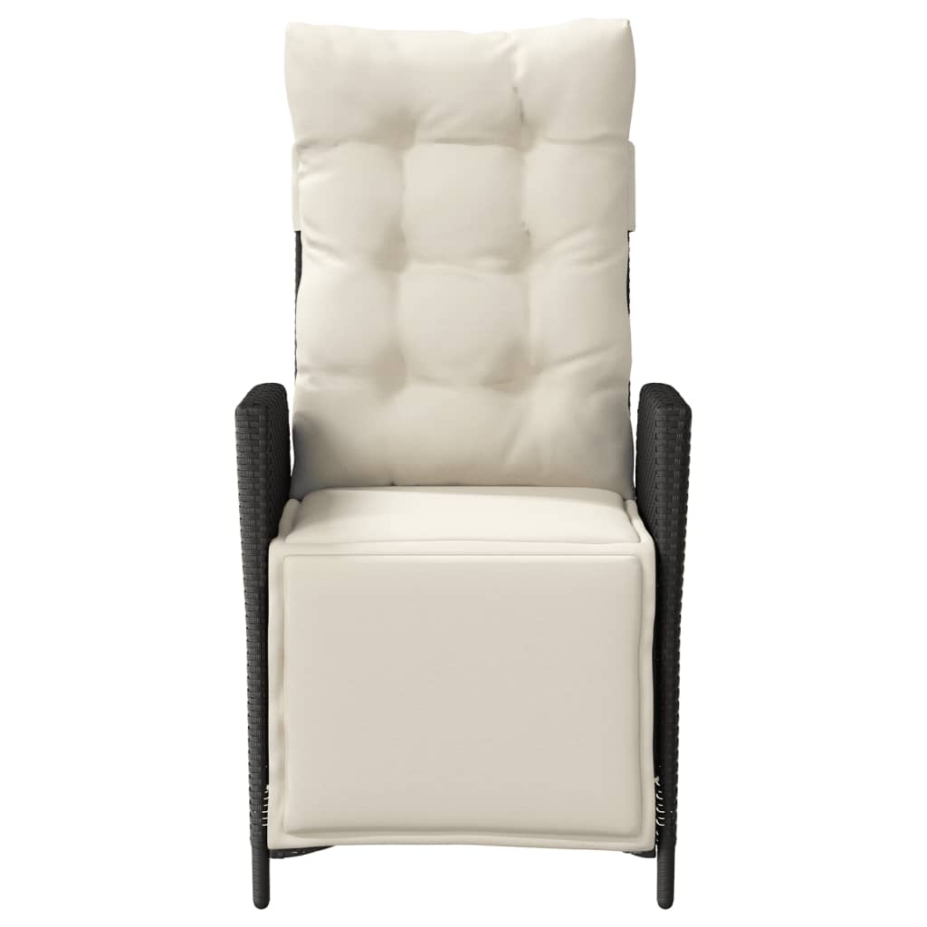 vidaXL 3-delige Bistroset met kussens poly rattan zwart