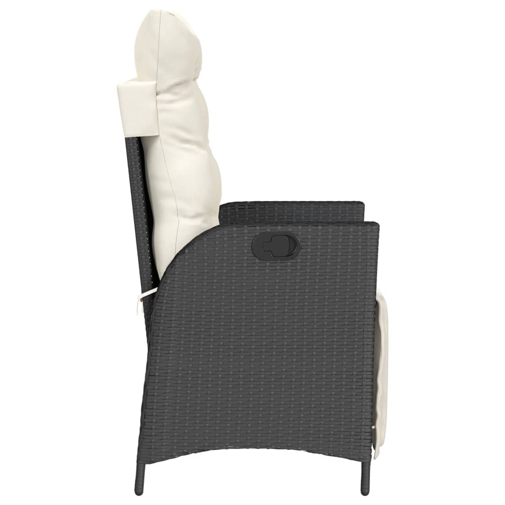 vidaXL 3-delige Bistroset met kussens poly rattan zwart