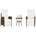 vidaXL 3-delige Bistroset met kussens poly rattan zwart