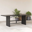 vidaXL Garden Table with Glass Top 190x80x74 cm Poly Rattan Black
