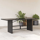 vidaXL Garden Table with Glass Top 190x80x74 cm Poly Rattan Black