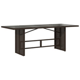 vidaXL Garden Table with Glass Top 190x80x74 cm Poly Rattan Black