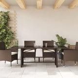 vidaXL Garden Table with Glass Top 190x80x74 cm Poly Rattan Black