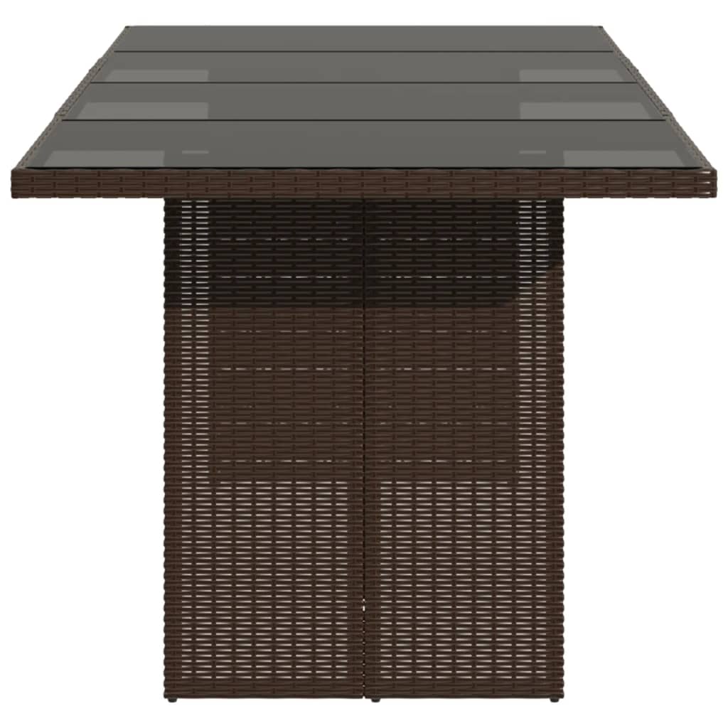 vidaXL Garden Table with Glass Top 190x80x74 cm Poly Rattan Black