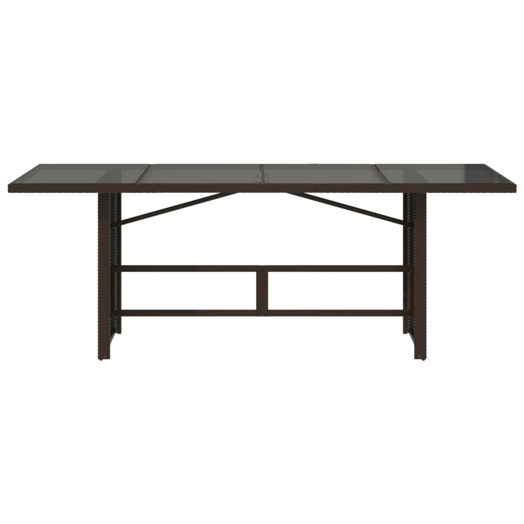 vidaXL Garden Table with Glass Top 190x80x74 cm Poly Rattan Black