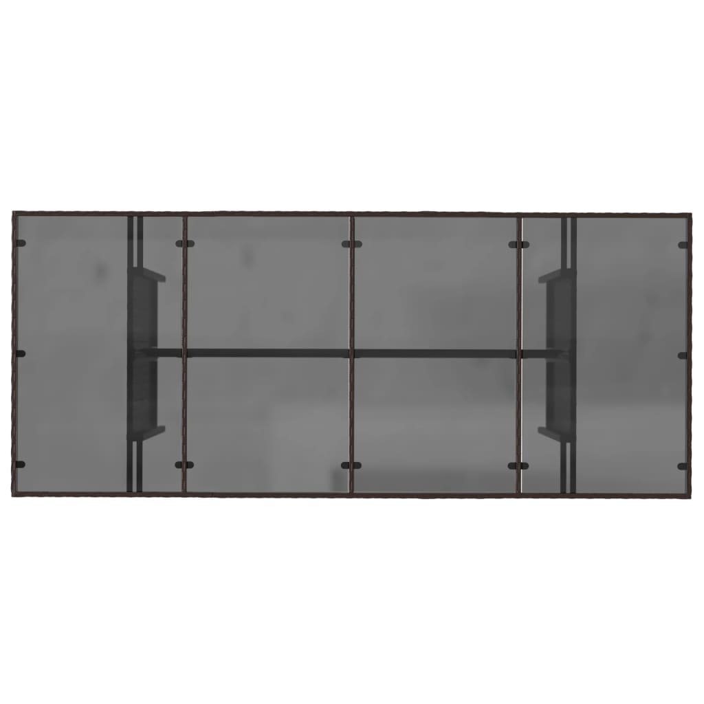 vidaXL Garden Table with Glass Top 190x80x74 cm Poly Rattan Black