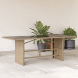 vidaXL Garden Table with Glass Top 190x80x74 cm Poly Rattan Black