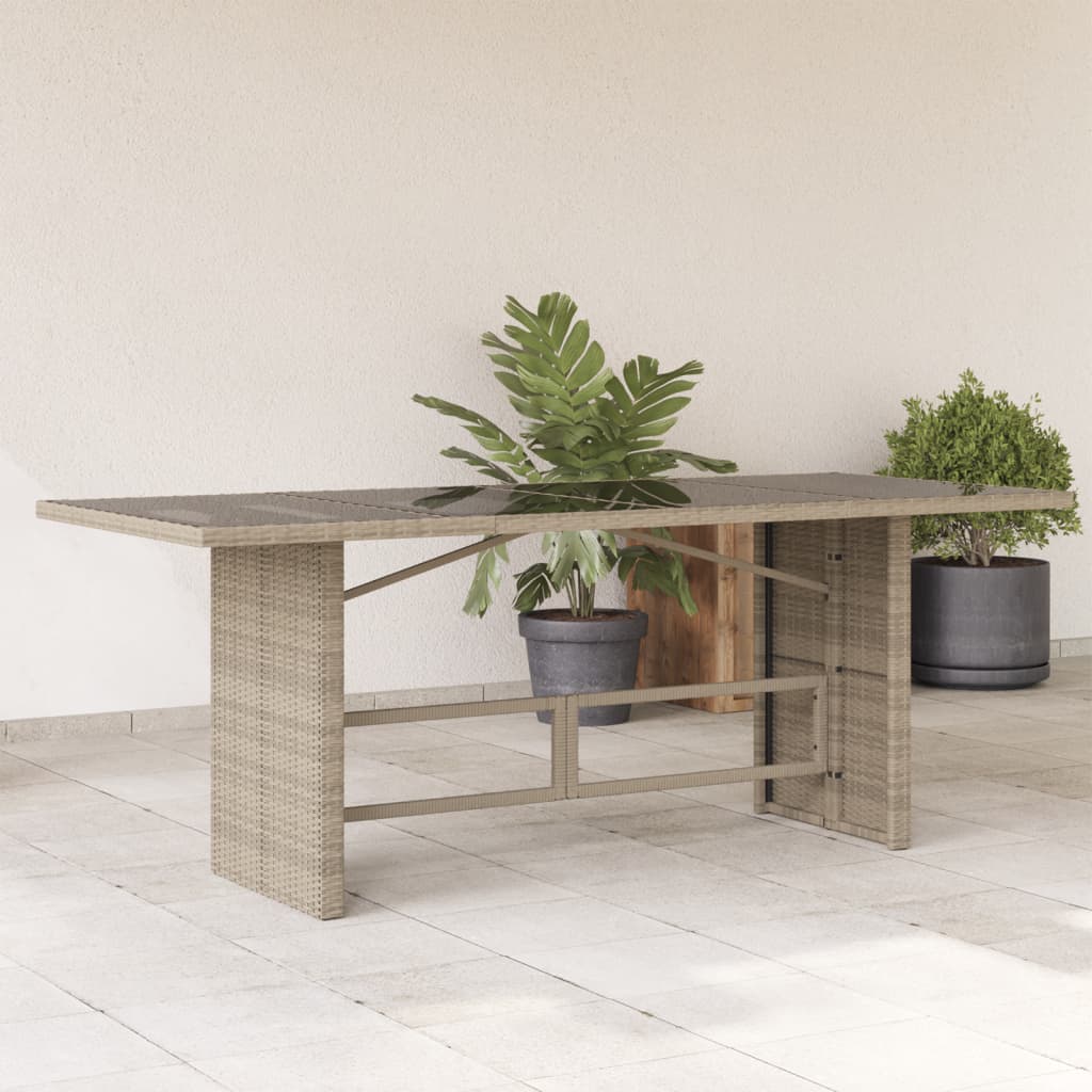vidaXL Garden Table with Glass Top 190x80x74 cm Poly Rattan Black