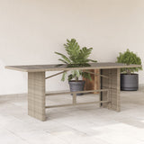 vidaXL Garden Table with Glass Top 190x80x74 cm Poly Rattan Black