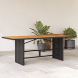 vidaXL Garden Table with Glass Top 190x80x74 cm Poly Rattan Black
