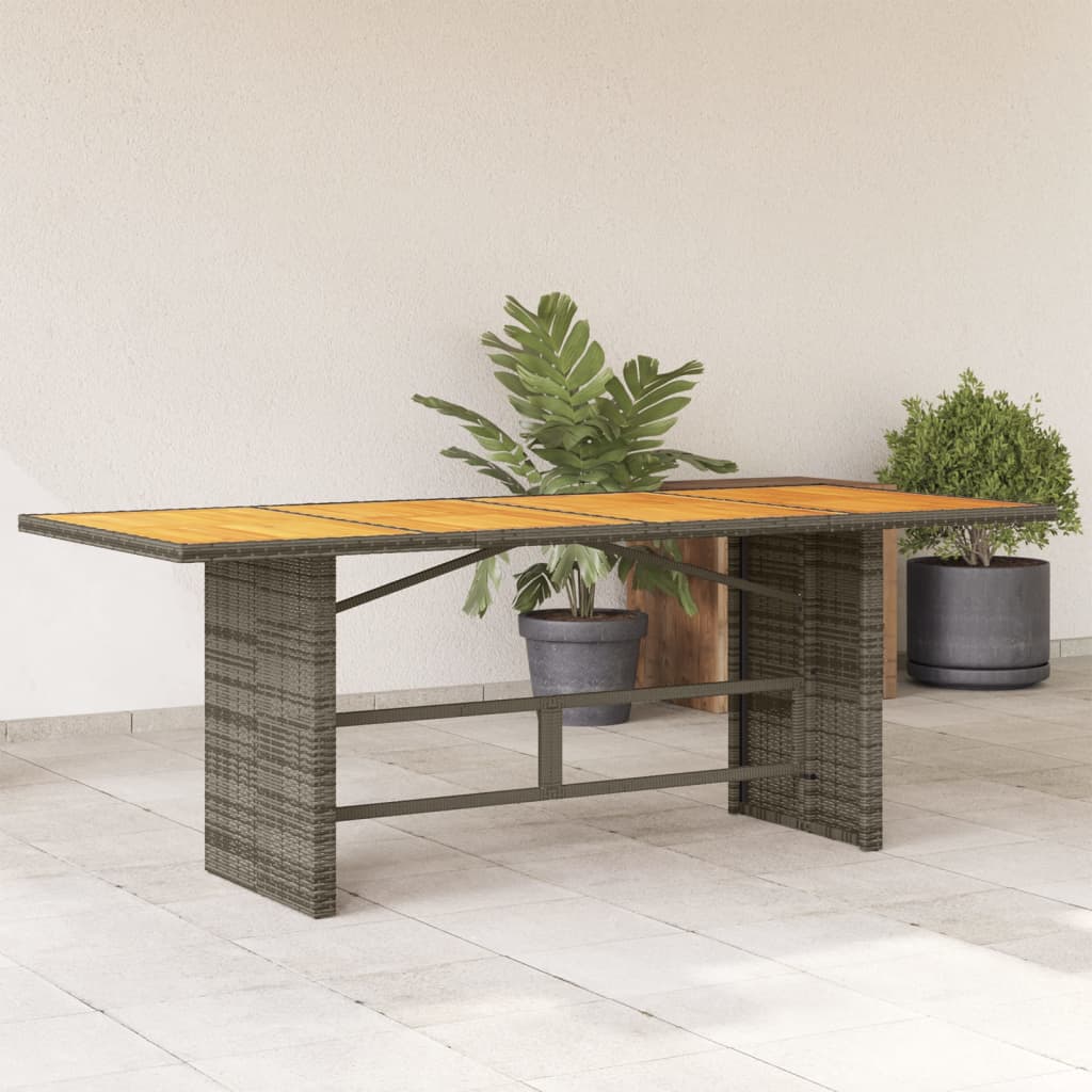 vidaXL Garden Table with Glass Top 190x80x74 cm Poly Rattan Black