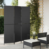 vidaXL Kamerscherm 3 panelen poly rattan zwart