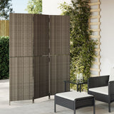 vidaXL Kamerscherm 3 panelen poly rattan zwart