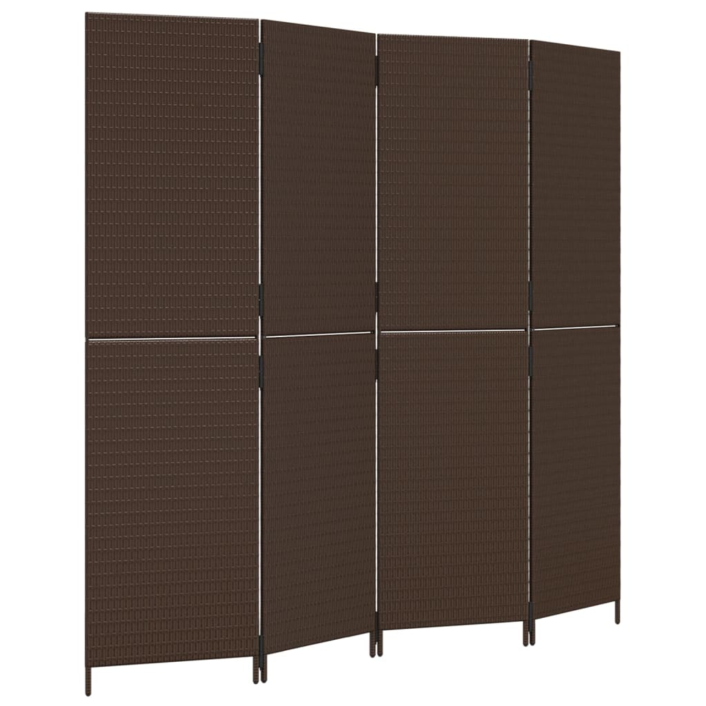 vidaXL Kamerscherm 3 panelen poly rattan zwart