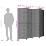 vidaXL Kamerscherm 3 panelen poly rattan zwart