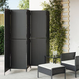 vidaXL Kamerscherm 3 panelen poly rattan zwart