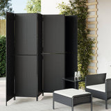 vidaXL Kamerscherm 3 panelen poly rattan zwart